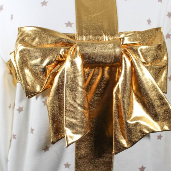 NWT Vinyl Icons Gold Bow & Star Sweatshirt – Women’s L, Cozy Holiday Style - Picture 5 of 7